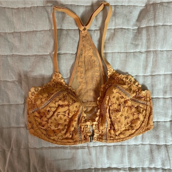 Victorias Secret Body by Victoria Unlined Orange Lace Racerback Bra Size 32DDD - Picture 2 of 13